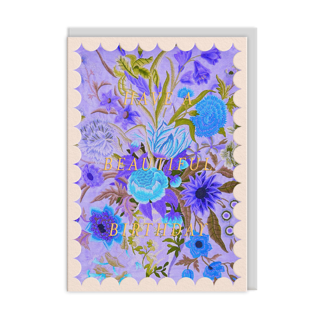 Purple and Blue Floral Greeting Card