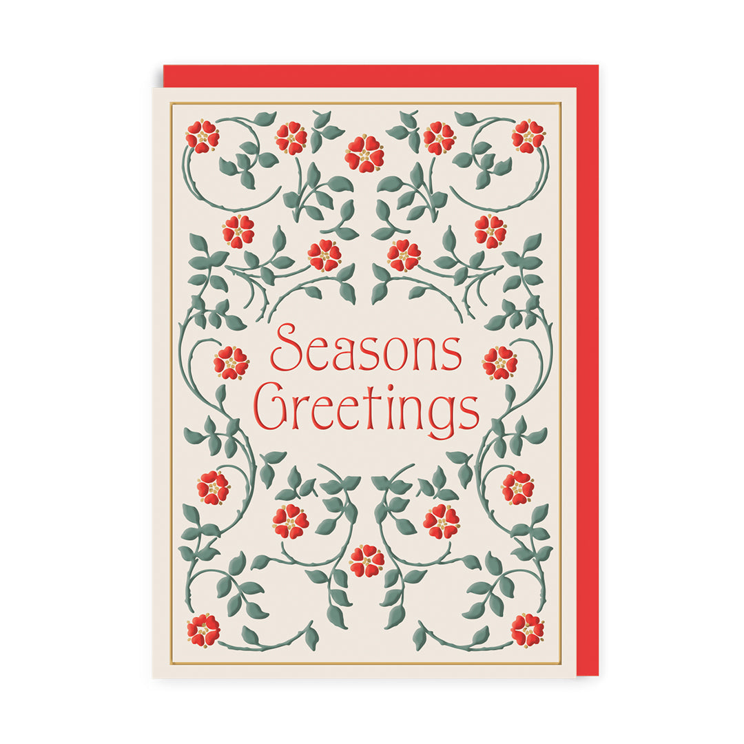 Seasons Greetings Floral Greeting Card