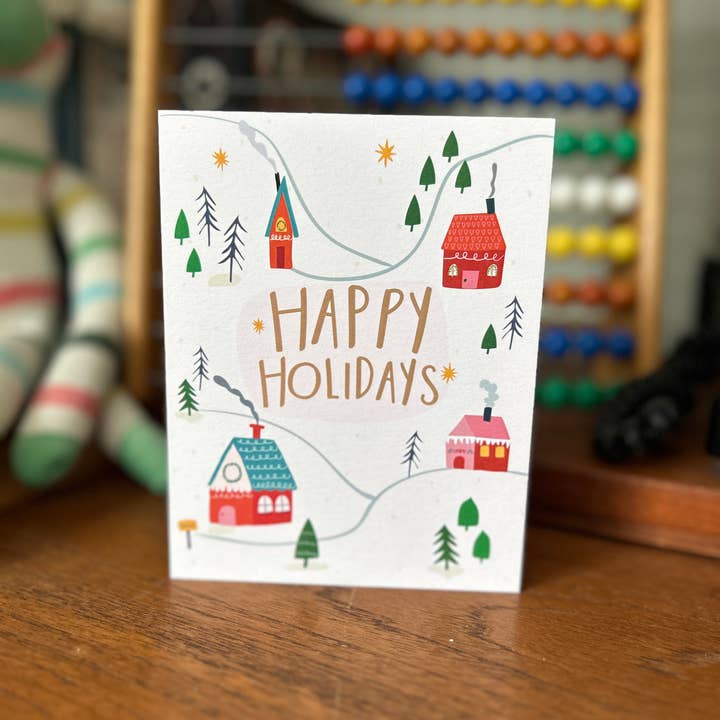 Happy Holidays Houses Card