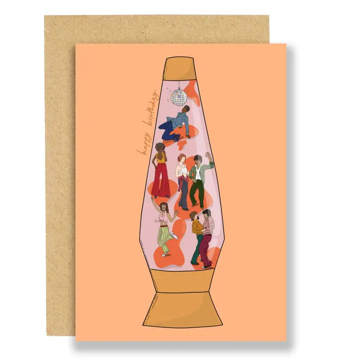 Lava Lamp Disco Retro Birthday Greeting Card