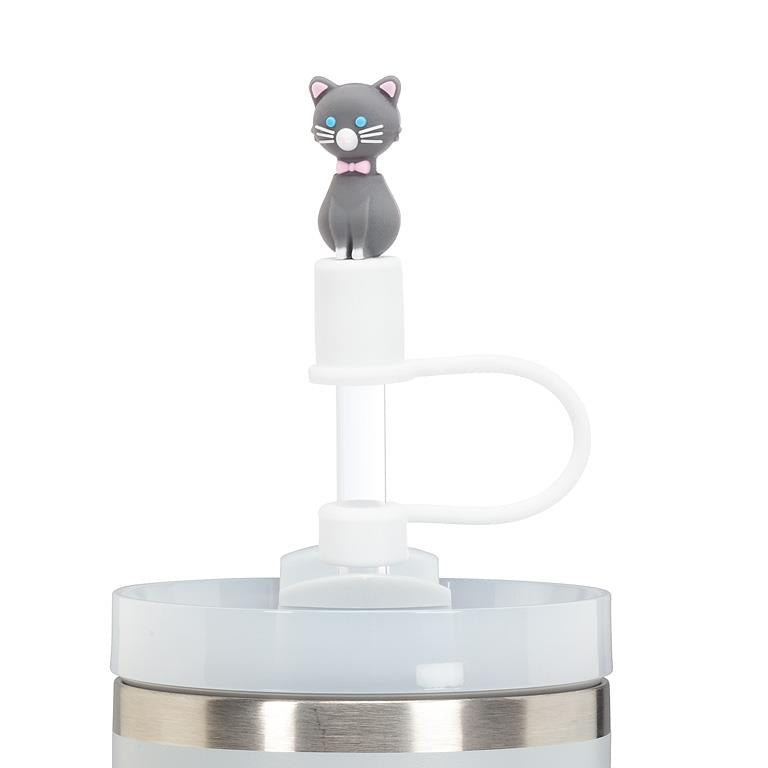 Jumbo Straws with Cat Caps. Set of 3