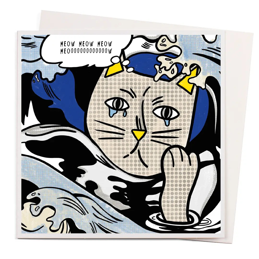 Drowning Cat by Licktenstein Card