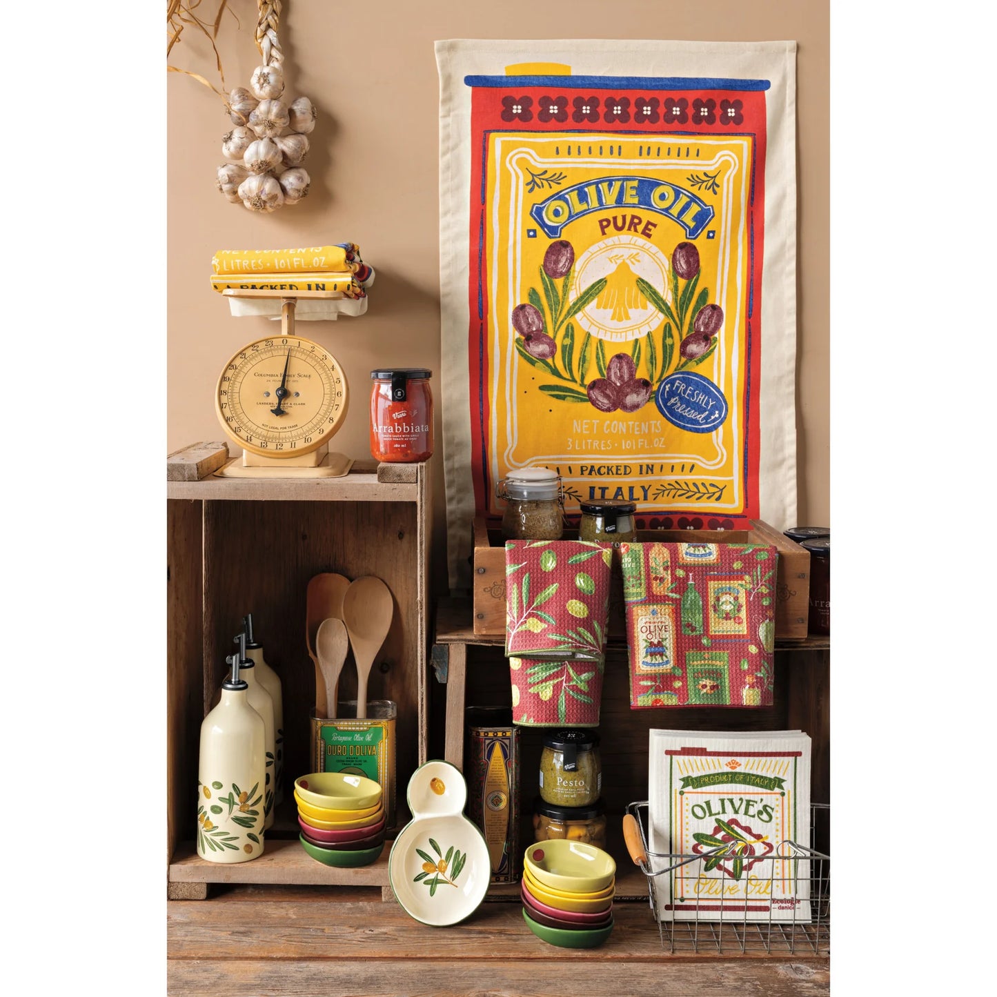 Olive Oil Printed Tea Towel