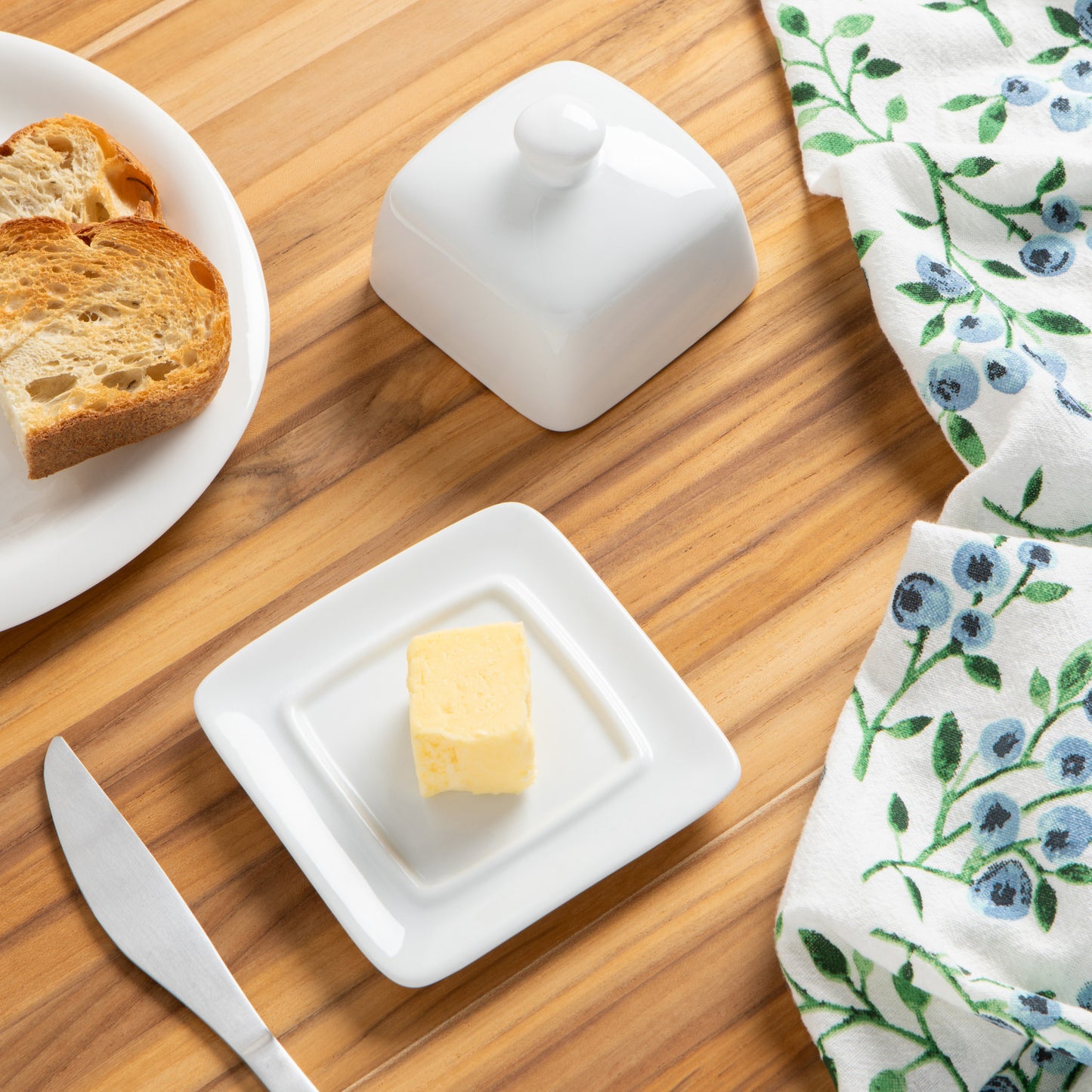Square White Butter Dish