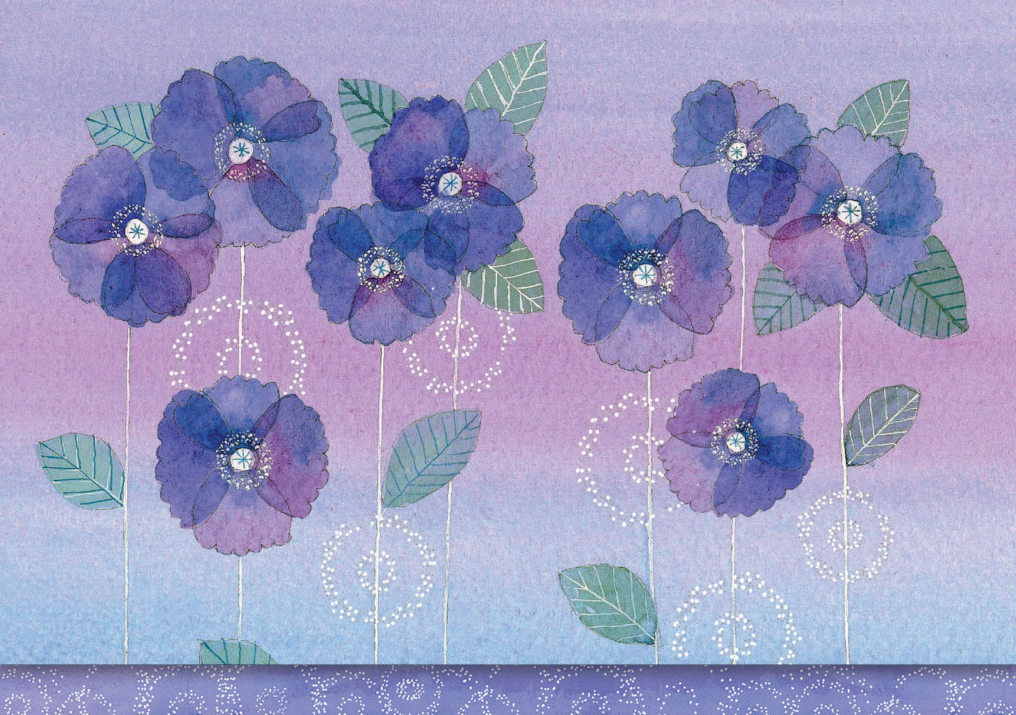 Watercolour Violets Blank Boxed Cards