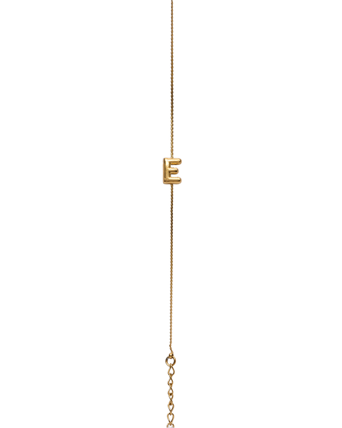 Initial Bracelet Letter E On Gold Chain