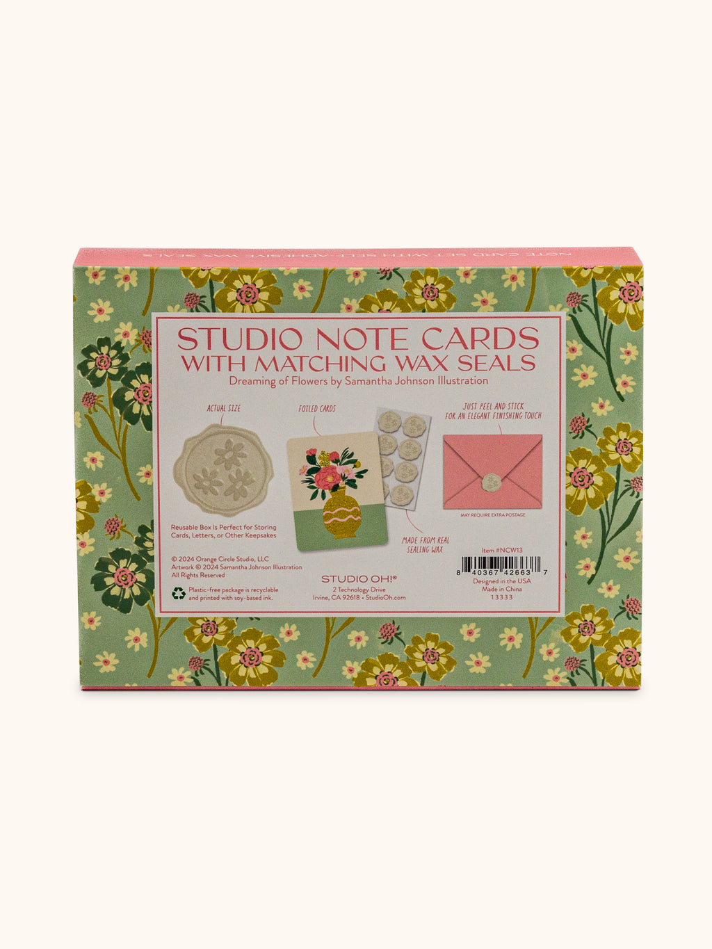 Dreaming of Flowers Studio Note Card Set with Matching Wax