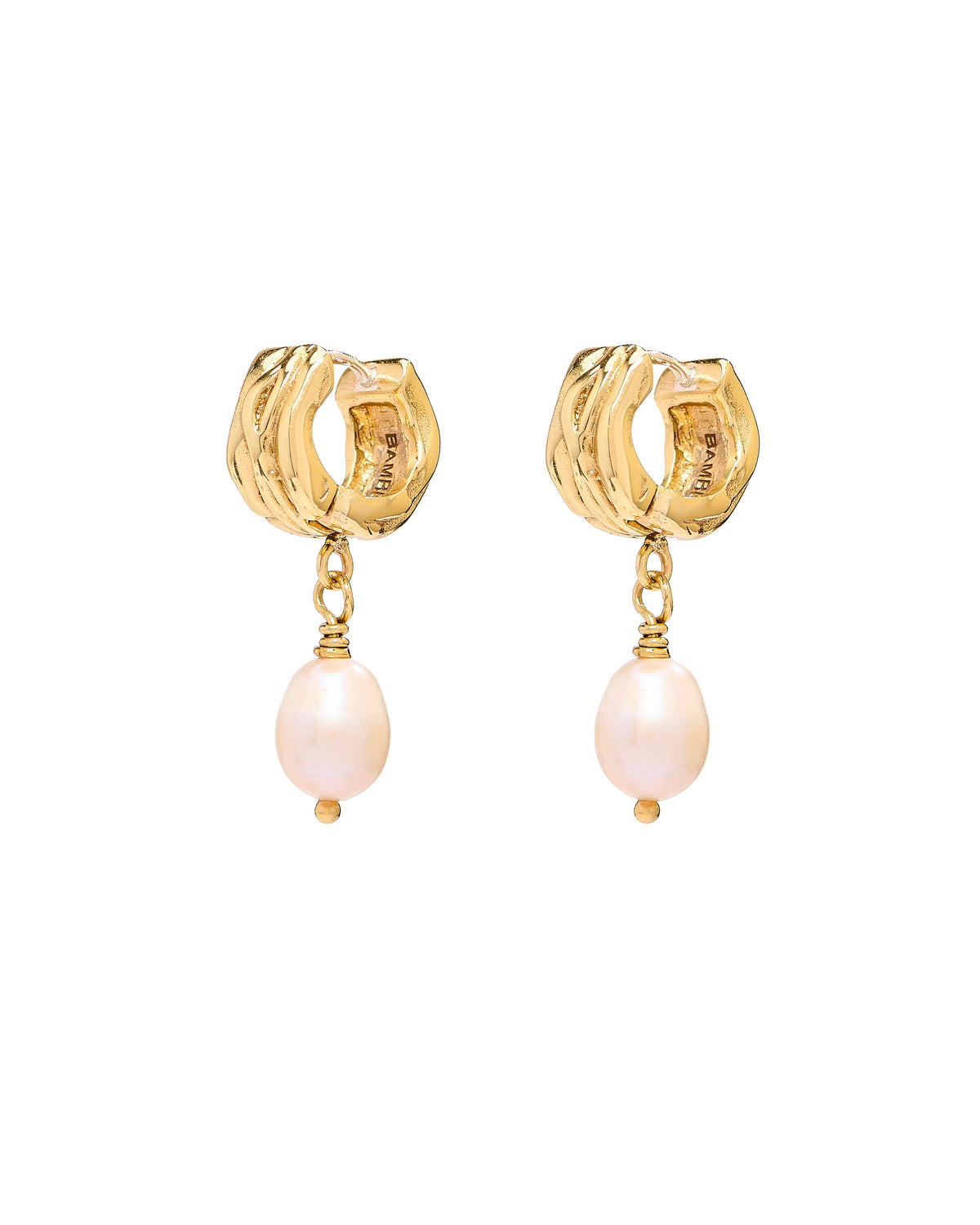 Lumi Gold Hoop w/Pearl Dangle Earrings