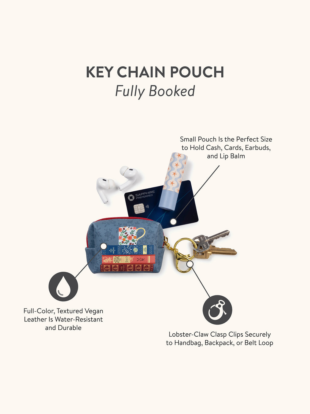Fully Booked Keychain Pouch