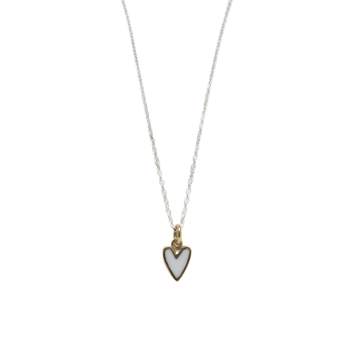 Reversible Resin Silver Heart Silver Necklace