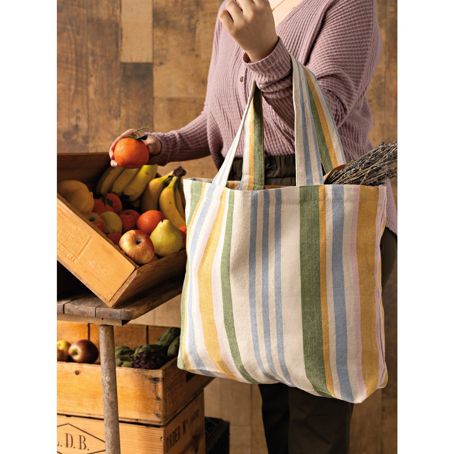 Market Stripe Tote Bag