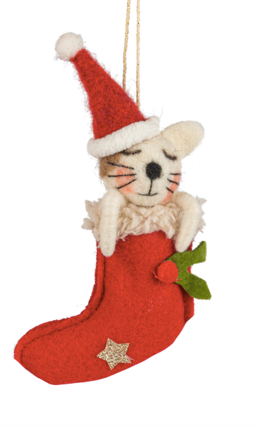 F71 - Felt Dog And Cat In Stocking Ornament