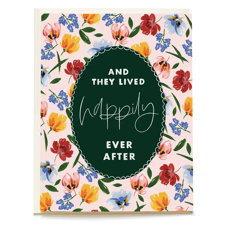 Bold Floral Storybook Ending Wedding Greeting Card