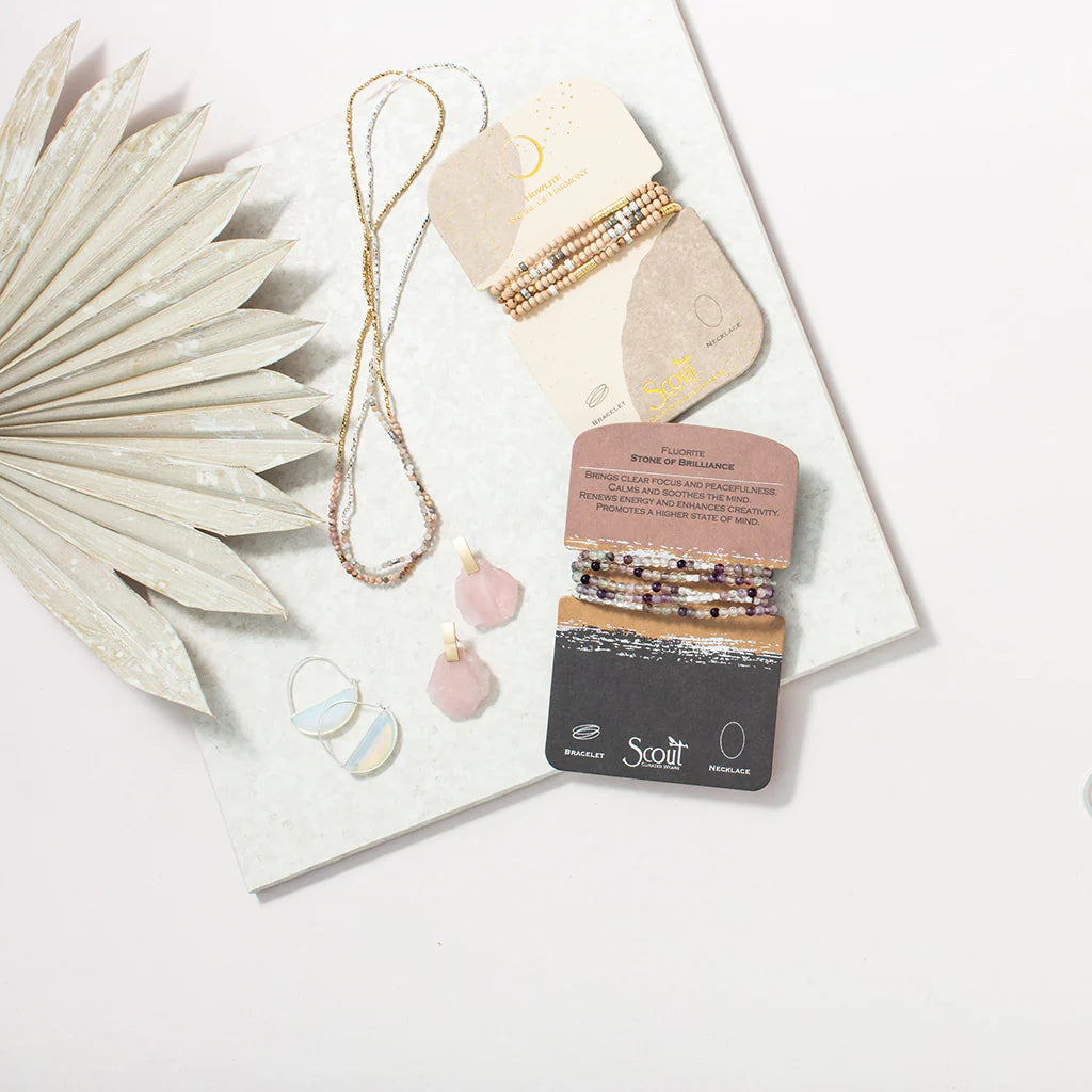 Stone Wrap Bracelet + Necklace Fluorite Silver - Stone Of Confidence