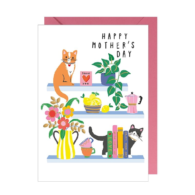 Happy Mother's Day Cats On Shelf Card