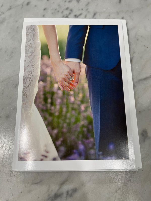 PALM PRESS COUPLE HOLDING HAND WEDDING CARD