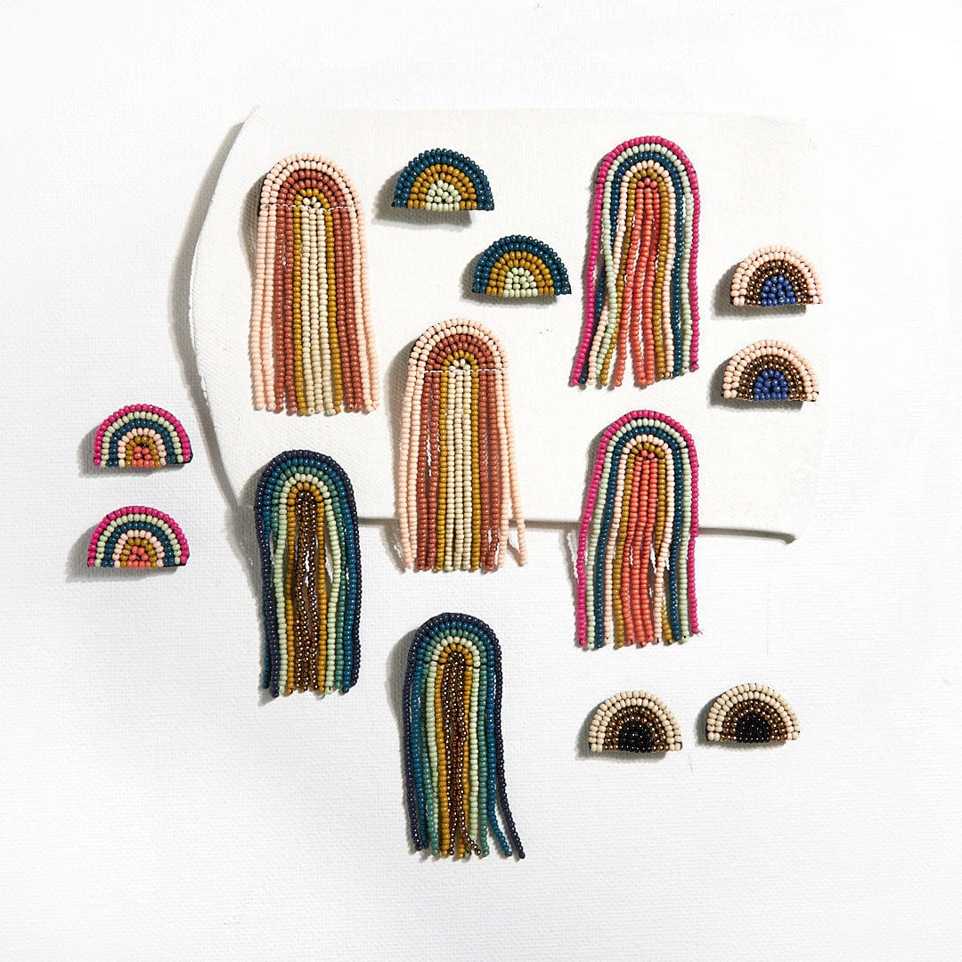 Black Ivory Seed Bead Rainbow Post Earring