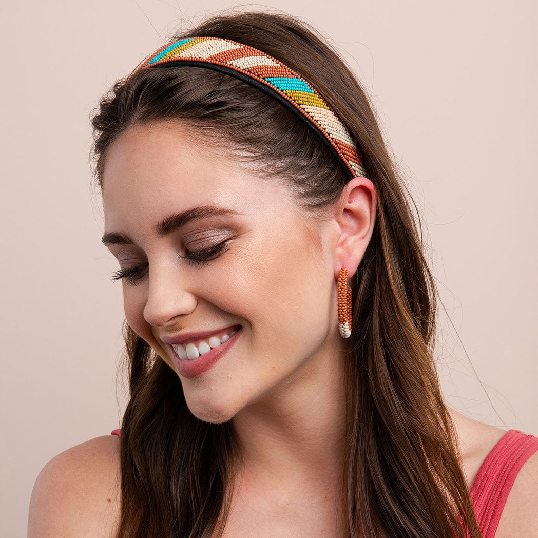 Rust Ivory Color Block Small Hoop