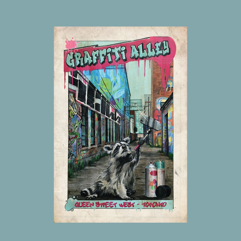 Graffiti Alley Toronto Postcard with Raccoon