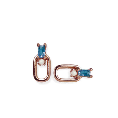 Rania Cz Opal Rose Gold Earring