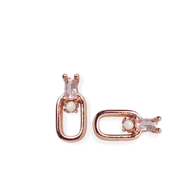 Rania Cz Opal Rose Gold Earring