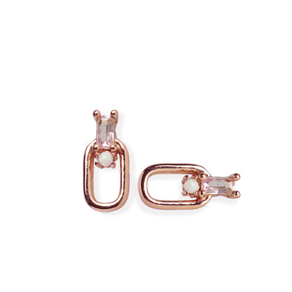 Rania Cz Opal Rose Gold Earring