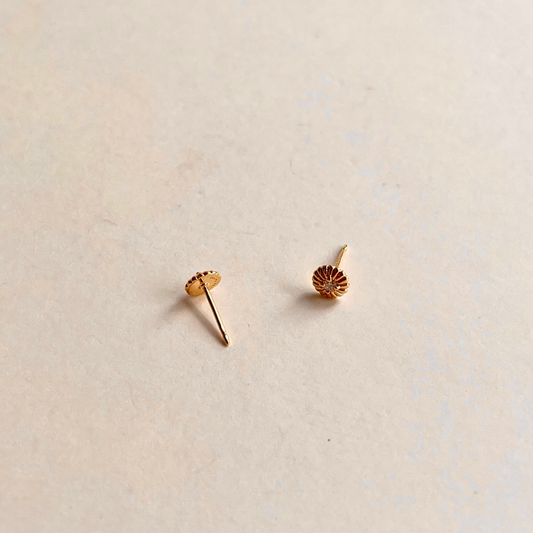 Button Stud With CZ Earrings