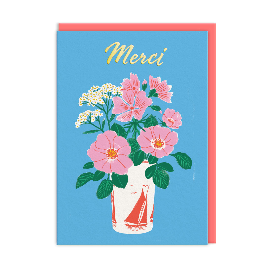Thank You Floral Vase French Greeting Card