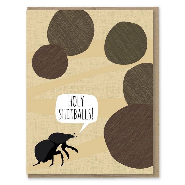 Holy Shitballs Dung Beetle Congratulation Card