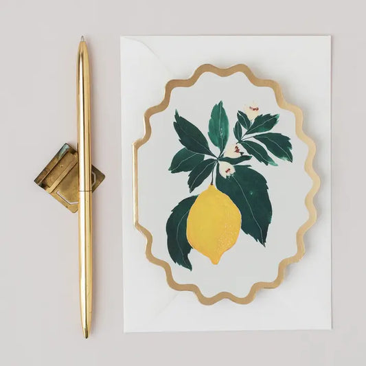 Lemon Botanical Fruit Scallop Die Cut Card