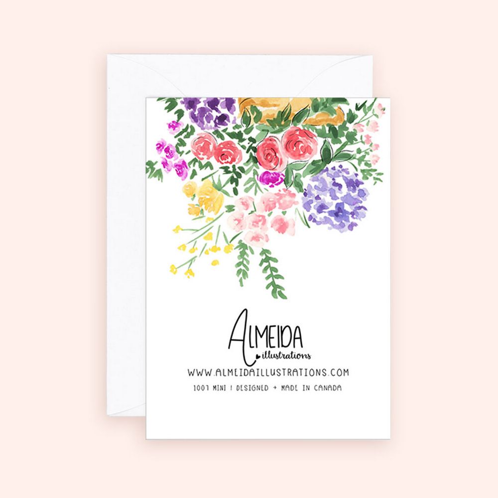 Floral Coral Bicyclette Enclosure Card