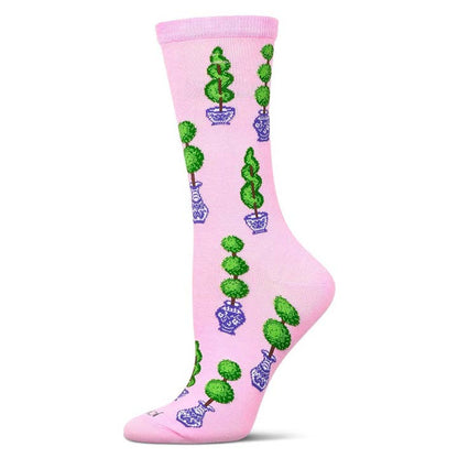 Women's Bamboo Crew Socks Confetti Pink Ginger Jars