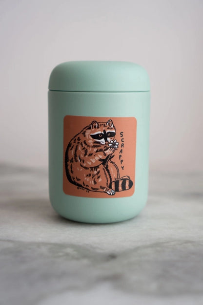 S106  Scrappy Raccoon Vinyl Sticker