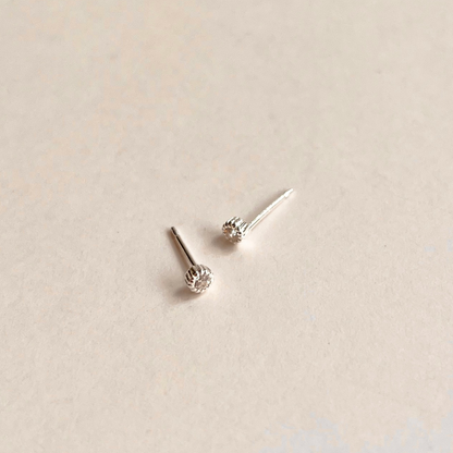 Tiny Round Milgrain-Edge CZ Studs