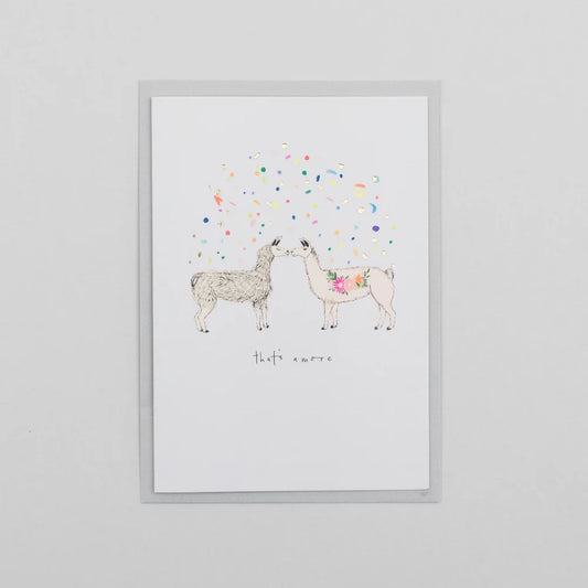Thats Amore Valentines Llamas With Gold Foil Confetti Card
