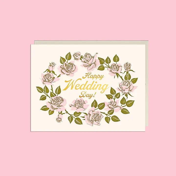 Happy Wedding Day Florals Foil Wedding Card