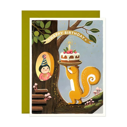 Squirrel's Cake Birthday Greeting Card