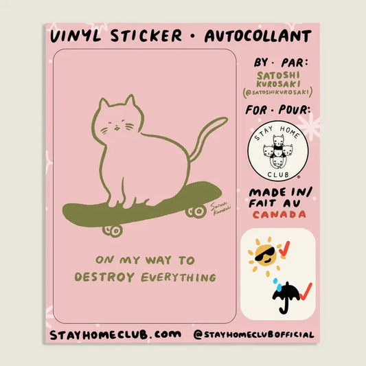 S67 Sk8 Cat Vinyl Sticker