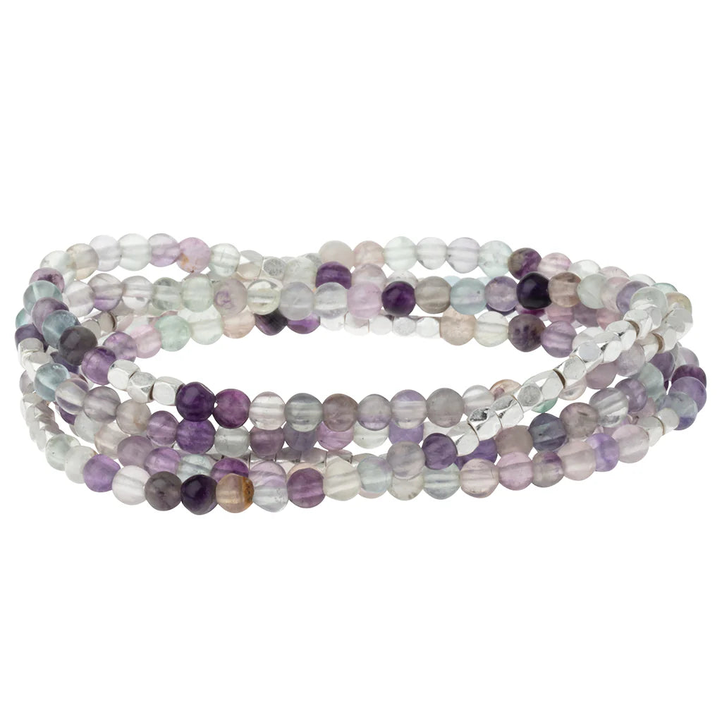 Stone Wrap Bracelet + Necklace Fluorite Silver - Stone Of Confidence
