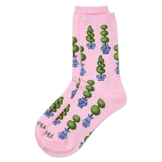 Women's Bamboo Crew Socks Confetti Pink Ginger Jars