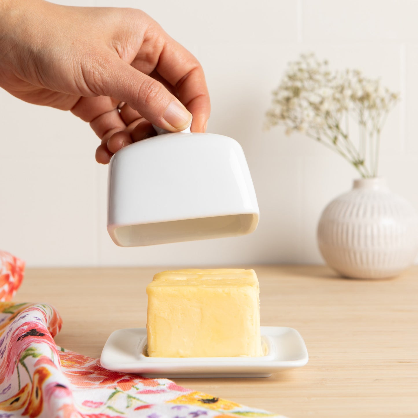 Square White Butter Dish