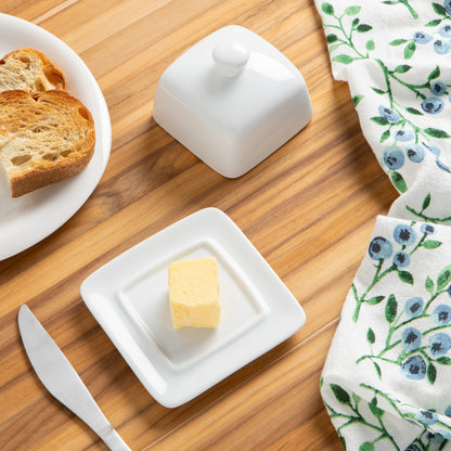 Square White Butter Dish