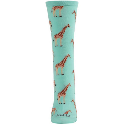 Women's Bamboo Crew Socks Seafoam Giraffes