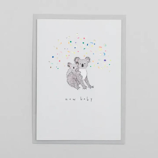 New Baby Koala Card With Gold Foil Confetti