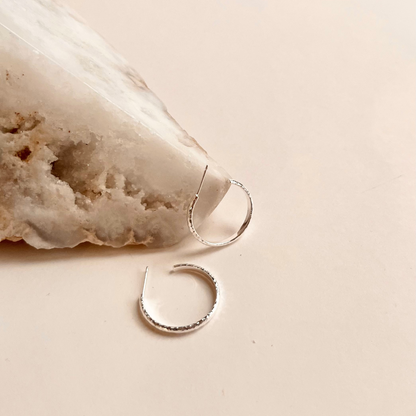 Finely Hammered Hoop On Post 23mm Earrings