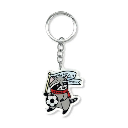 World Cup Soccer Raccoon Acrylic Keychain