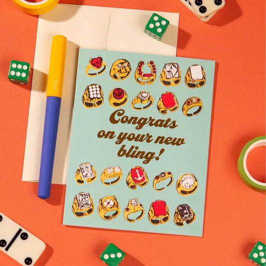 Congrats New Bling Foil Engagement Card