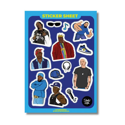 Rappers Hip Hop Rap Sticker Sheet