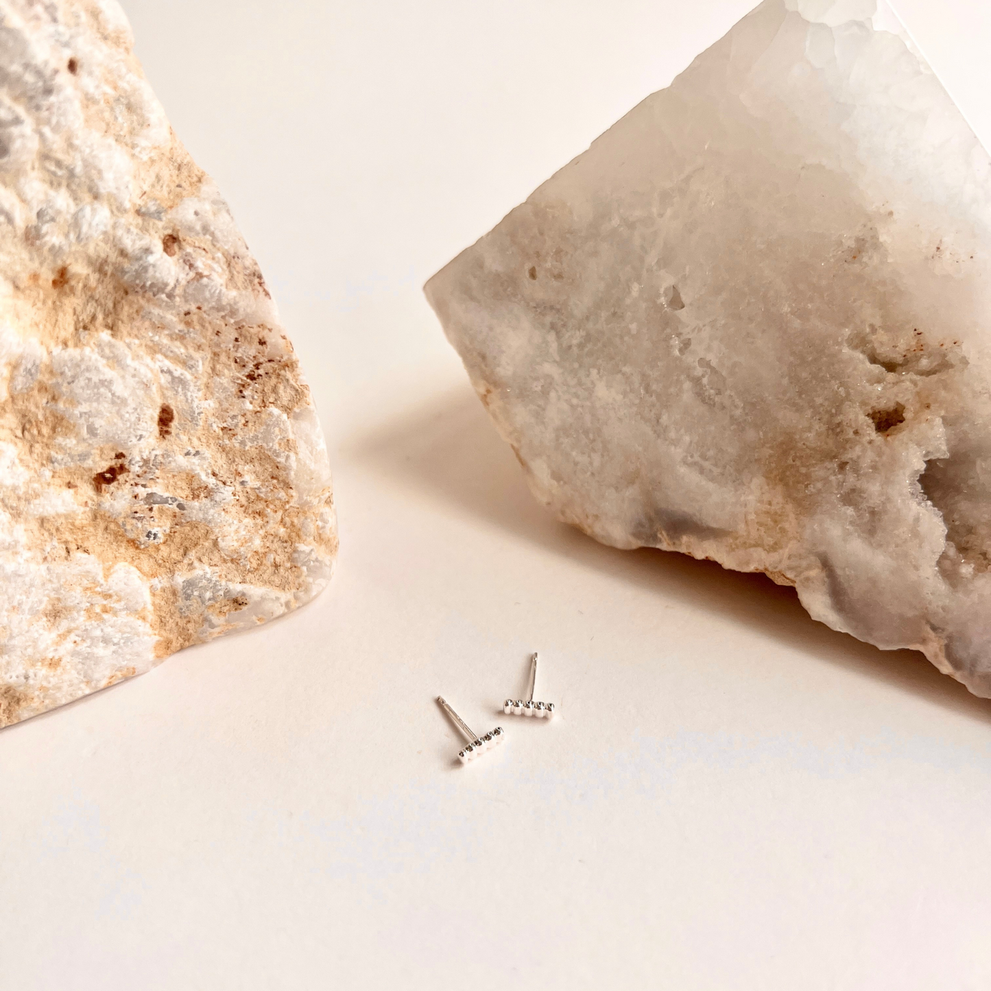 Ridged Bar Stud Earrings