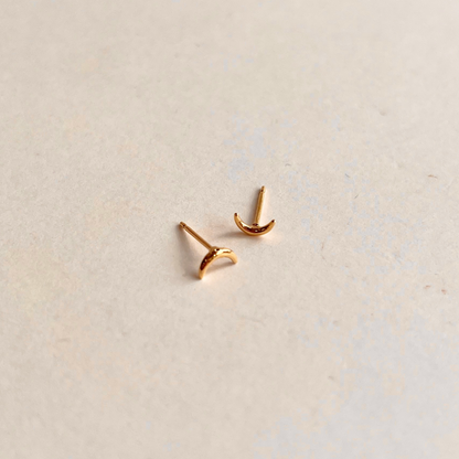 Tiny Crescent Moon Stud Earrings